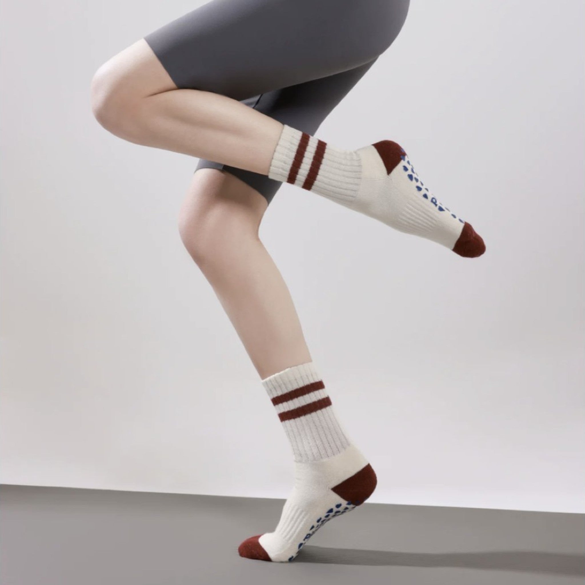 MISOX Studio | Double Stripe Non-Slip Grip Mid-Calf Socks