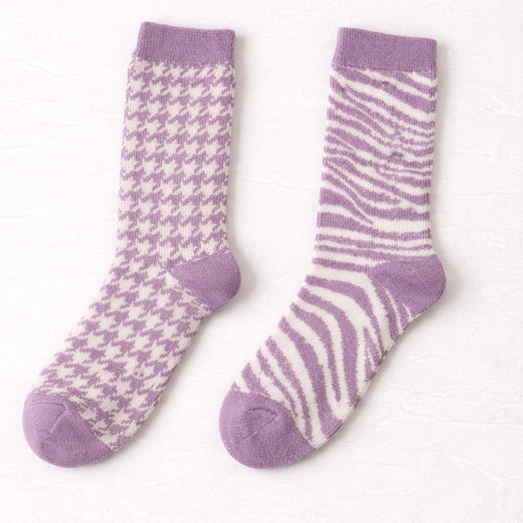 MISOX Warm | Purple Pattern Crew Socks