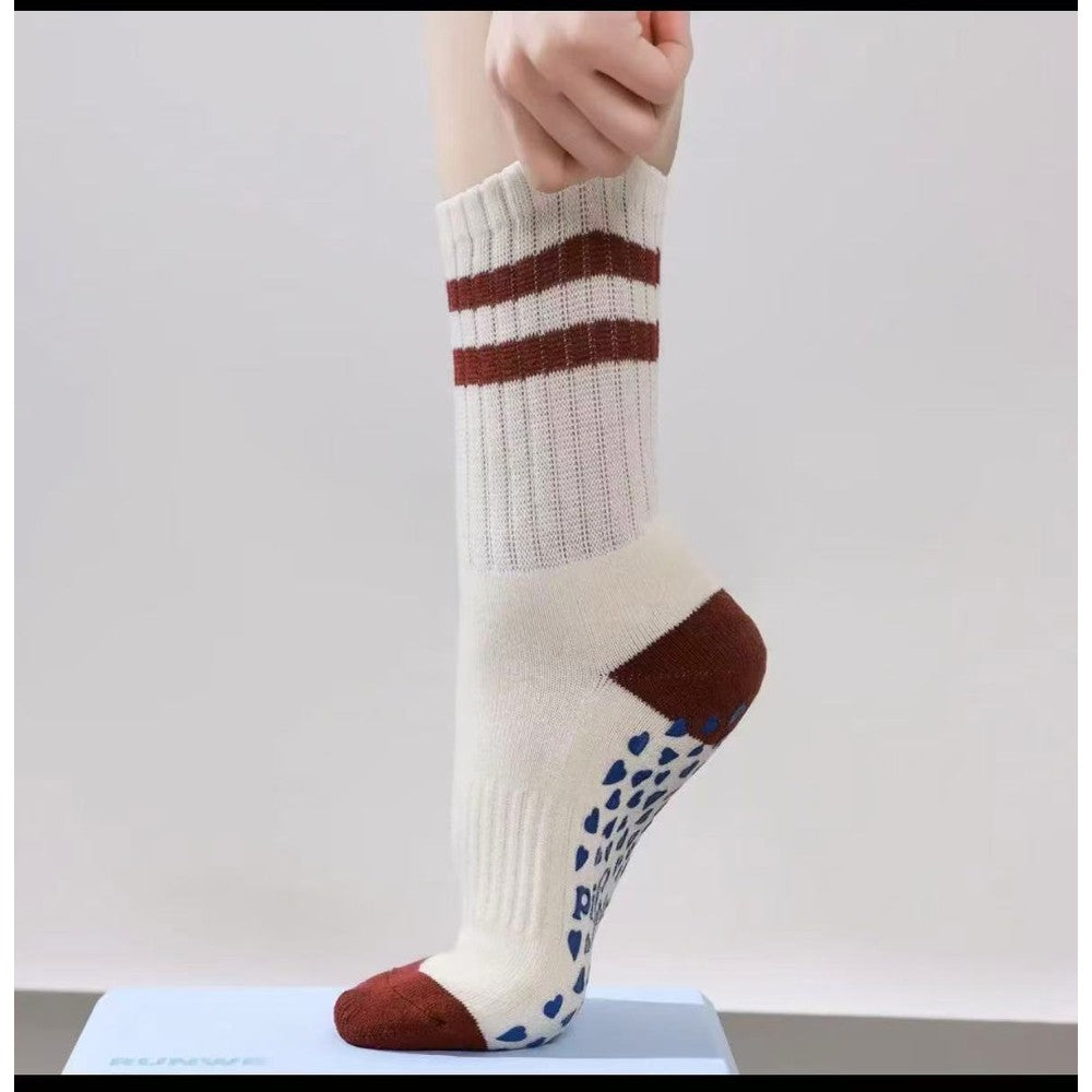 MISOX Studio | Double Stripe Non-Slip Grip Mid-Calf Socks
