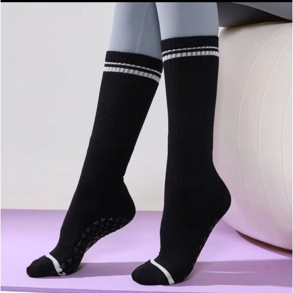 MISOX Studio | Double Stripe Non-Slip Grip Mid-Calf Socks
