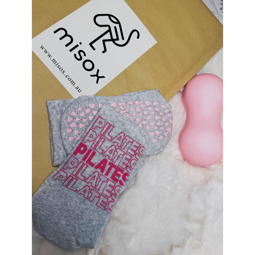 MISOX Studio | Pilates Slogan Non-Slip Crew Socks