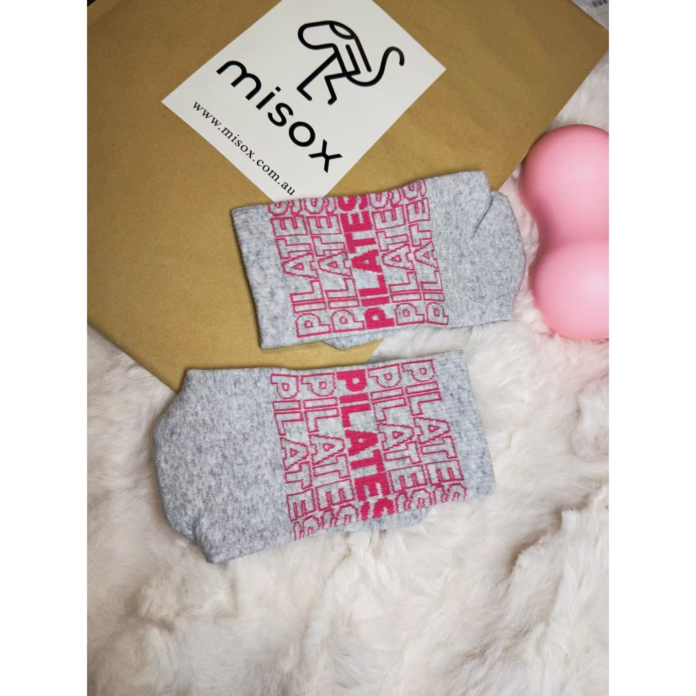 MISOX Studio | Pilates Slogan Non-Slip Crew Socks