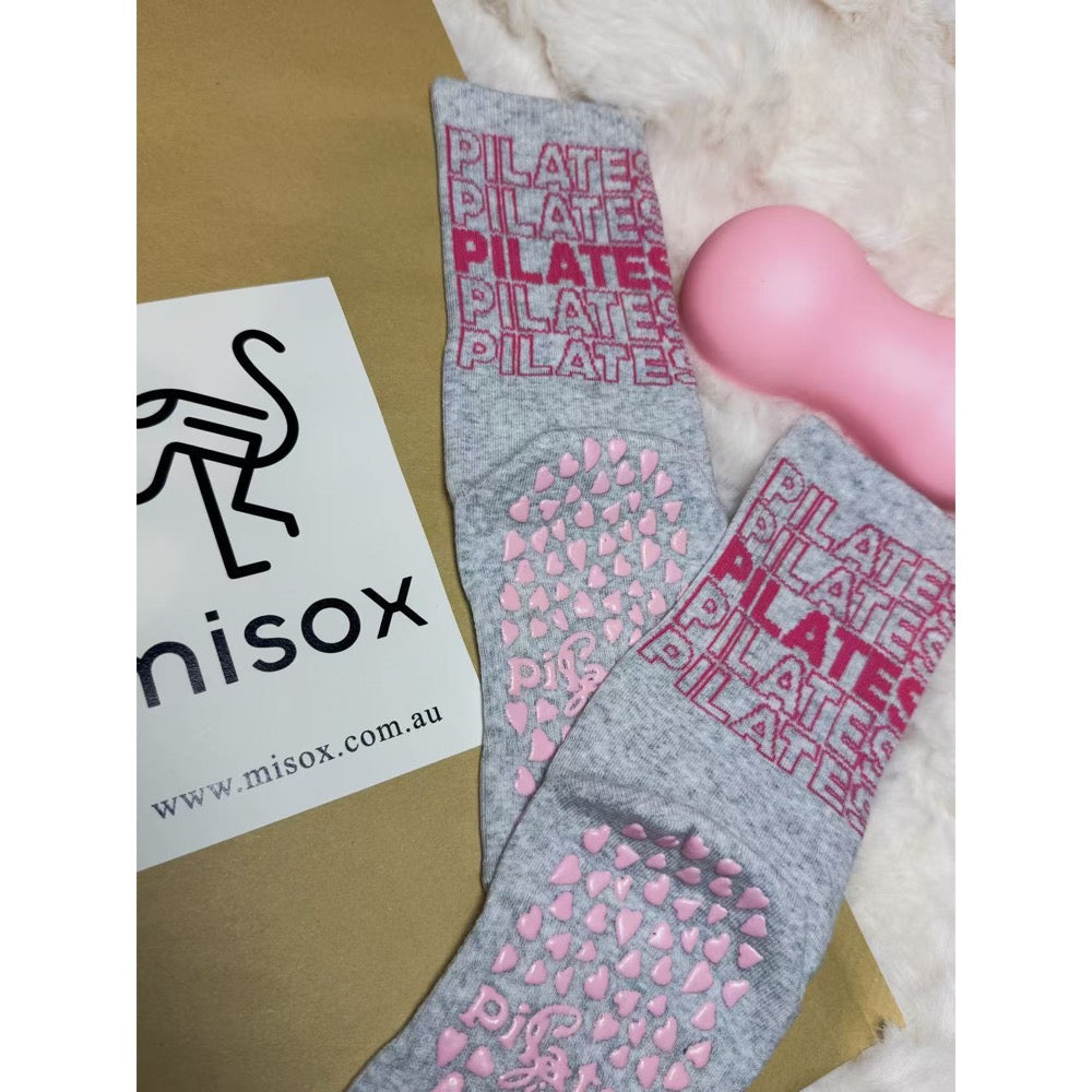MISOX Studio | Pilates Slogan Non-Slip Crew Socks