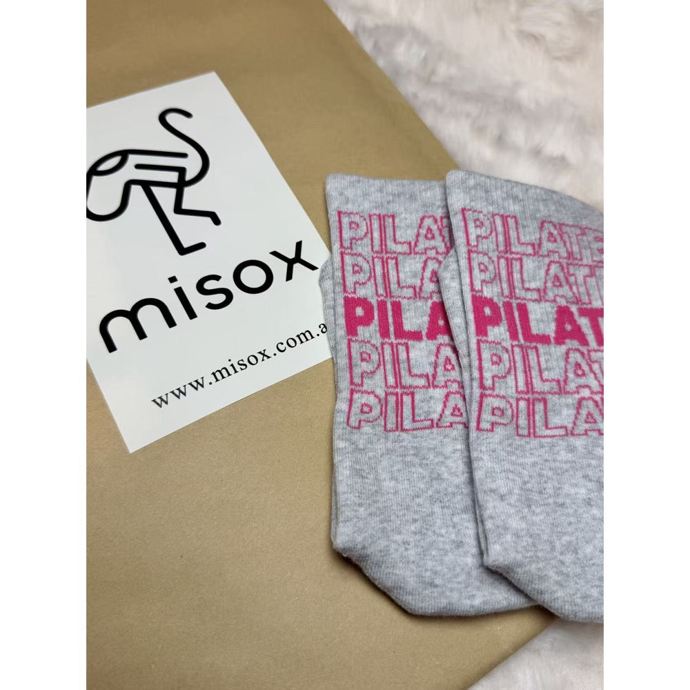 MISOX Studio | Pilates Slogan Non-Slip Crew Socks