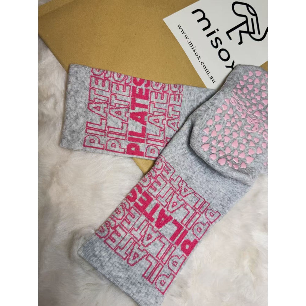 MISOX Studio | Pilates Slogan Non-Slip Crew Socks