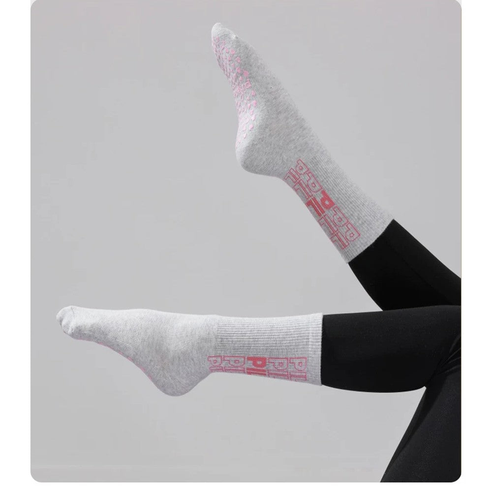 MISOX Studio | Pilates Slogan Non-Slip Crew Socks